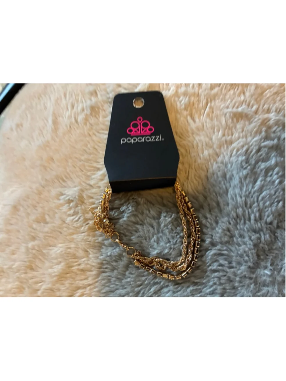 Women's Paparazzi Gold Tone Clear Rhinestone Chain Bracelet One Size